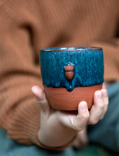 Bekers met eikels - set van 2 donkerblauw