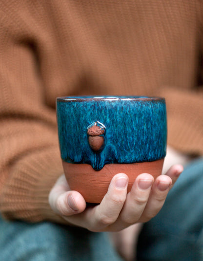 Bekers met eikels - set van 2 donkerblauw