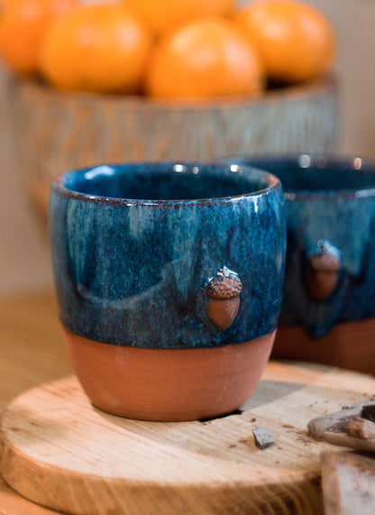 Bekers met eikels - set van 2 donkerblauw