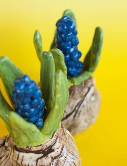 Bovenbolletje van een blauw druifje, keramische decoratie,